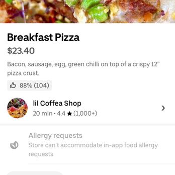 lil Coffea Shop 6th Ave - Show me where the breakfast pizza has red and green peppers or jalapeños? Where does it say siracha? - Coffee & Tea Near Me - Denver, Colorado lil Coffea Shop 6th Ave - Show me where the breakfast pizza has red and green peppers or jalapeños? Where does it say siracha? - Coffee & Tea Near Me - Denver, Colorado