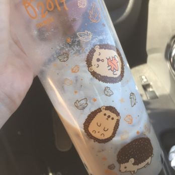 Tea Brick - Hokkaido milk tea. My boyfriend was bummed that he didn't like it :/ BUT THE TUMBLER CUP IS THE CUTEST. - Tea Rooms Near Me - Monterey Park, California