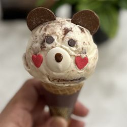Teddy Bear Cone Creation (w/ salted caramel scoop). ( ^_^)b