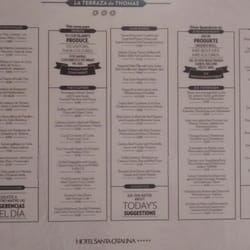 Hotel Santa Catalina - Carta del restaurante en la terraza