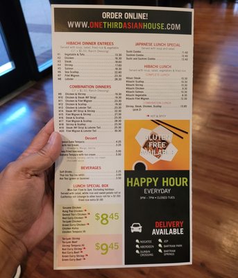 Menu photo 5 One Third Asian House Saint Johns, FL