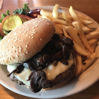 Boone's Prime Time Pub - Drunken Mushroom Burger - Perfect size, juicy and delicious! If it's your first time here, order the Boone Burger. You won't be disappointed - Burgers Near Me - Suttons Bay, Michigan