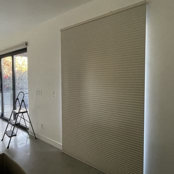 Galaxy Draperies - motorized cellular blackout shades over 7 ft windows - Shades & Blinds Near Me - Simi Valley, California