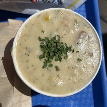 Barb's Fish & Chips - Cup of seafood chowder (comes with garlic toast) - Seafood Near Me - Victoria, British Columbia Barb's Fish & Chips - Cup of seafood chowder (comes with garlic toast) - Seafood Near Me - Victoria, British Columbia