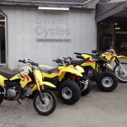 Street Cycles - Some of the off-road line-up from Suzuki, including the youth ATVs and dirt bike.