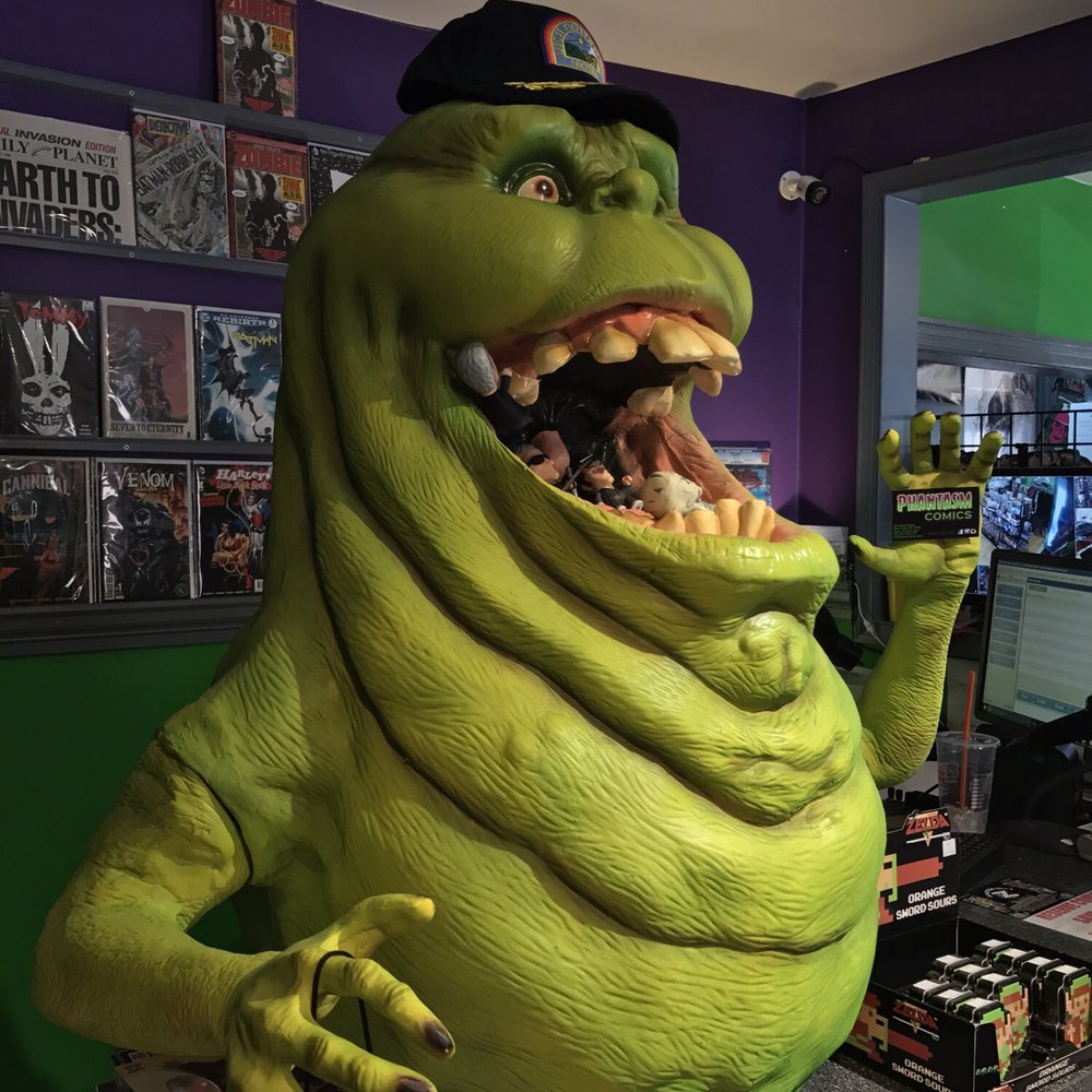 Phantasm Comics - You know the place is awesome when they have a life sized slimer inside - Toy Stores Near Me - New Hope, Pennsylvania Phantasm Comics - You know the place is awesome when they have a life sized slimer inside - Toy Stores Near Me - New Hope, Pennsylvania