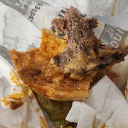 It was supposed to be a chili burger but it has very little chili It was supposed to be a chili burger but it has very little chili