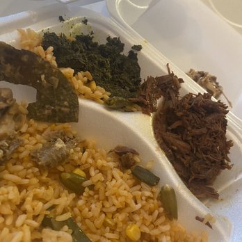 Elle Et Moi Cuisine - Braised beef, cassava leaves and rice. Delicious - African Near Me - Raleigh, North Carolina Elle Et Moi Cuisine - Braised beef, cassava leaves and rice. Delicious - African Near Me - Raleigh, North Carolina