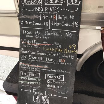 Johnson Brothers BBQ - a menu on a blackboard - Food Trucks Near Me - Compton, California
