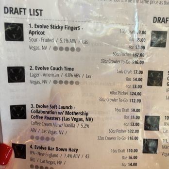 Evolve Brewing by Aces & Ales - Beer menu. Went in to try the new release #3 - Beer Bar Near Me - Las Vegas, Nevada