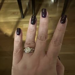 Dark purple, almost black shellac manicure. Dark purple, almost black shellac manicure.