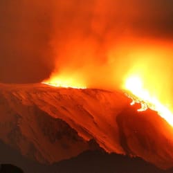 Naval Station at Sigonella - Lava flowed yesterday from Mt Etna!