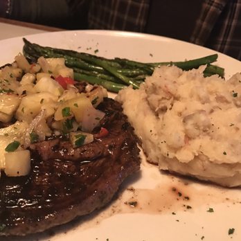 Oceans & Ale - Pineapple Ribeye Steak with garlic mashed potatoes and asparagus - Seafood Near Me - Williamsburg, Virginia Oceans & Ale - Pineapple Ribeye Steak with garlic mashed potatoes and asparagus - Seafood Near Me - Williamsburg, Virginia