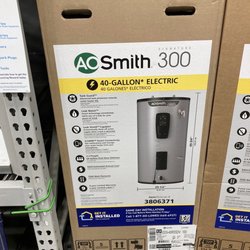 Lowe's Home Improvement - Here's the water heater sitting in the shelf.