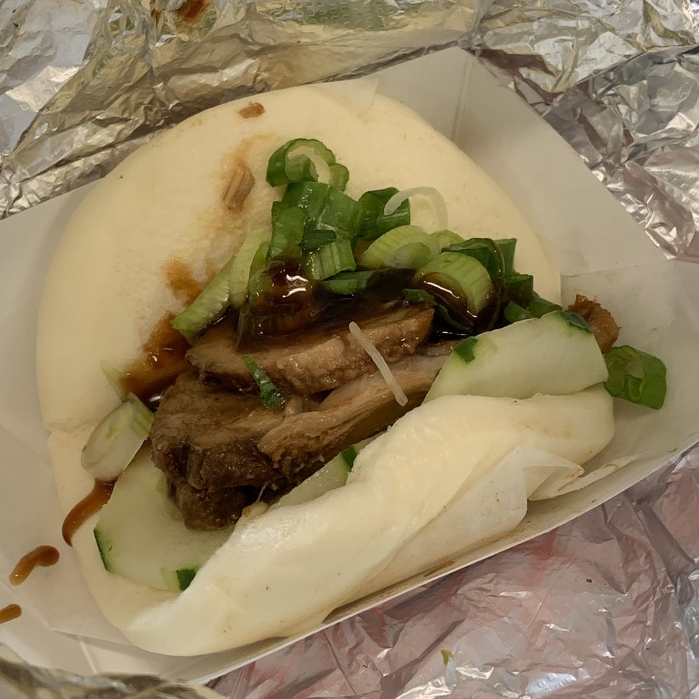 Pork Belly Bun with hoisin, cucumber and scallions