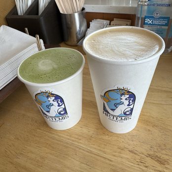 Artemis Coffee - The Paloma matcha and a hazelnut latte - Coffee & Tea Near Me - Seattle, Washington