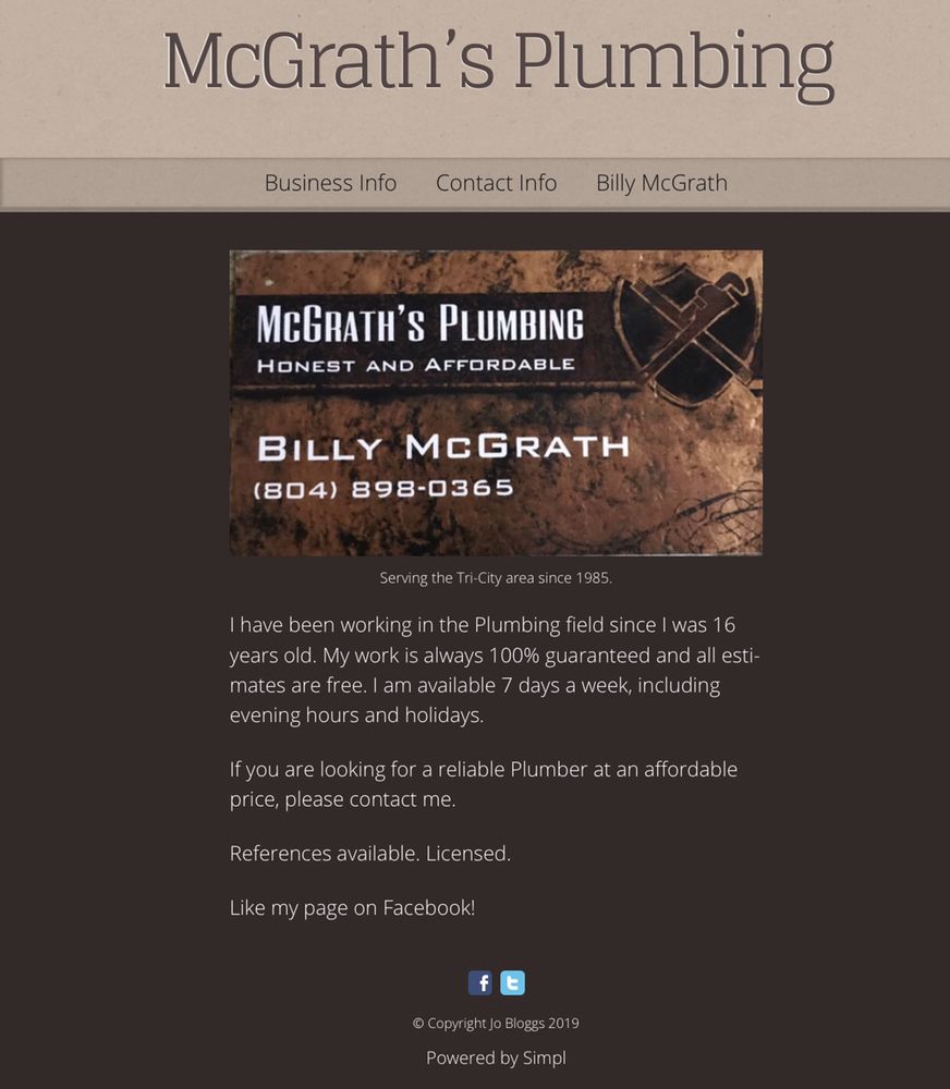 Slide of McGrath's Plumbing
