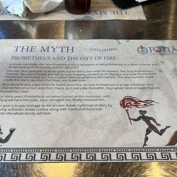Fotia Greek Taverna - Placemat at Fotia - Greek Near Me - Manchester, New Hampshire