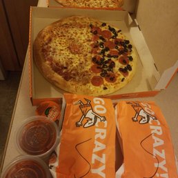 Two large pizzas two orders of cheesy bread for $22 feeding 6 people Two large pizzas two orders of cheesy bread for $22 feeding 6 people