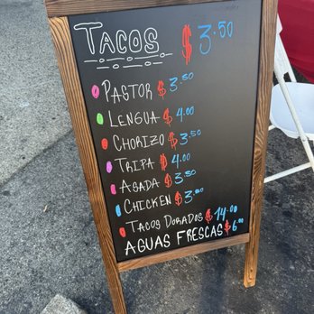 El Charro Street Eats - Standing menu for tacos and Aguas Frescas - Food Trucks Near Me - San Jose, California