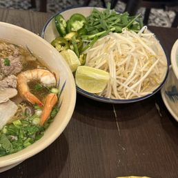 Buon Me special noodle soups (one with egg noodle & one with rice stick noodle) Buon Me special noodle soups (one with egg noodle & one with rice stick noodle)