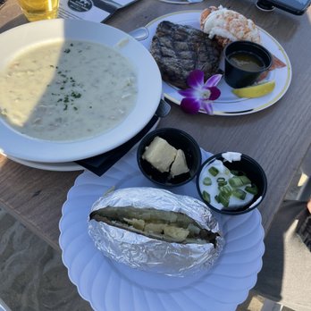 Steve's Steakhouse - Lobster and Steak ($70) and clam chowder ($11) - Steakhouses Near Me - Avalon, California