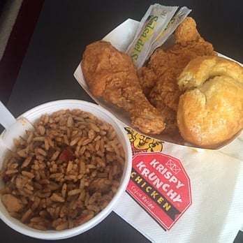 Krispy Krunchy Chicken - 2-pcs dark chicken and jambalaya. Salt bomb! - Chicken Shop Near Me - Hayward, California
