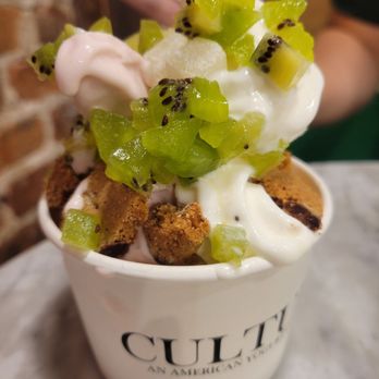 Culture - Medium size! They put strawberry and original froyo next to each other. Choose Your Own Adventure with 3 toppings is the way to go! - Ice Cream & Frozen Yogurt Near Me - Brooklyn, New York
