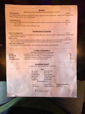 Menu photo 2 PTAnchor Port Townsend, WA