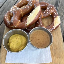 Pretzels and dipping sauces Pretzels and dipping sauces