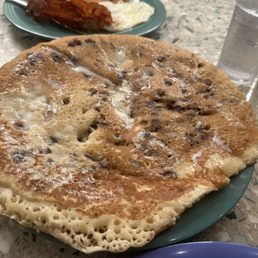 Pancake with chocolate chips.