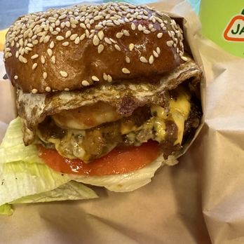 Burger District LA - Surf and Turf Specialty Burger with added egg - Burgers Near Me - Los Angeles, California