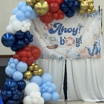 Triple B Balloons by Brittny - Dark blue, baby blue, gold and a little red was perfect with my Nautical theme for my baby boys shower! - Balloon Services Near Me Triple B Balloons by Brittny - Dark blue, baby blue, gold and a little red was perfect with my Nautical theme for my baby boys shower! - Balloon Services Near Me