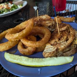 Moon Cricket Grille - Mahi-Mahi Ruben with onion rings