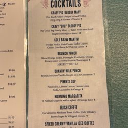 Crazy Pig Southern Kitchen - COCKTAIL MENU