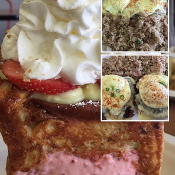 Button Up Cafe - stuffed french toast. korean braised and corn beef eggs benny - Breakfast & Brunch Near Me - Pearl City, Hawaii