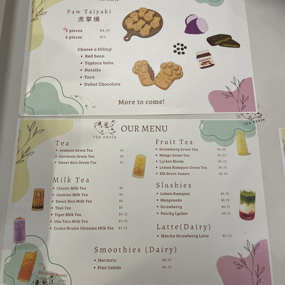 Tea Again - Menu - Bubble Tea Near Me - Elk Grove, California Tea Again - Menu - Bubble Tea Near Me - Elk Grove, California