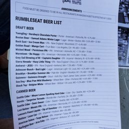 Front of beer list 11/7/20