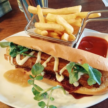 Bavarian Bier Cafe - Roasted Pork Roll with crackling, spiced apple, slaw and lime aioli, serve with fries - German Near Me - Moore Park, NSW Bavarian Bier Cafe - Roasted Pork Roll with crackling, spiced apple, slaw and lime aioli, serve with fries - German Near Me - Moore Park, NSW