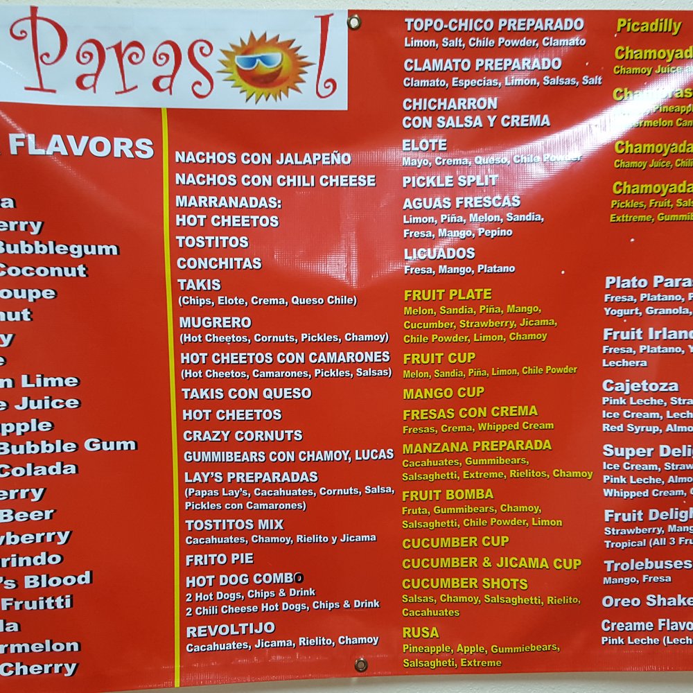 El Parasol - a menu for a mexican restaurant - Desserts Near Me - Edinburg, Texas El Parasol - a menu for a mexican restaurant - Desserts Near Me - Edinburg, Texas