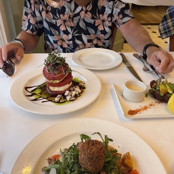 Lahaina Grill - Bufala Tomato Salad and Warm Pecan Crusted Goat Cheese And Baby Arugula Salad - Seafood Near Me - Lahaina, Hawaii