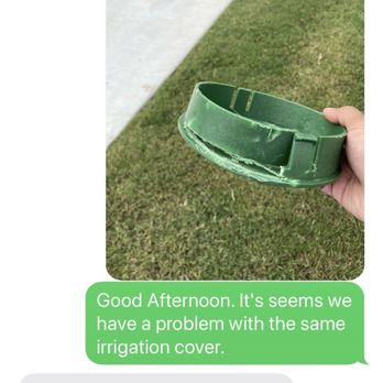 Coufal Landscapes - Text message conversation showing that he agreed to replace the cover that was damaged by his lawn mower. - Tree Services Near Me Coufal Landscapes - Text message conversation showing that he agreed to replace the cover that was damaged by his lawn mower. - Tree Services Near Me