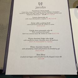Jacobs On The Mall - Menu