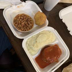 Rosa's Home Cooking - Meatloaf, mash potatoes, and pinto beans