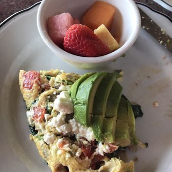 Main Street Cafe - 1/2 of the Greek omelet with avacado and fruit side!! - Breakfast & Brunch Near Me - Fallbrook, California Main Street Cafe - 1/2 of the Greek omelet with avacado and fruit side!! - Breakfast & Brunch Near Me - Fallbrook, California