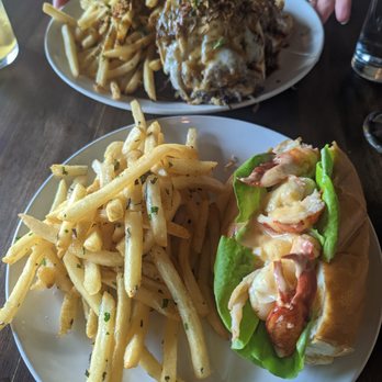 Charlys Waterfront - Dinner: Lobster Roll and the special braised short rib open faced sandwich. - Burgers Near Me - Essex, Maryland