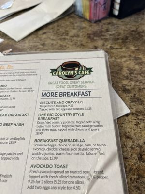 Menu photo 1 Carolyn's Cafe Redlands, CA