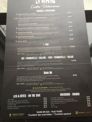 Menu photo 3 TRAN Cantine Montreal, QC Menu photo 3 TRAN Cantine Montreal, QC