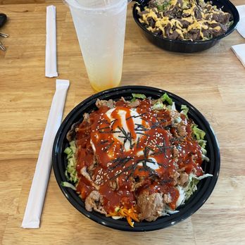 Bibim Express - Spicy pork bowl (near) Bulgoki bowl (far) - Korean Near Me - Federal Way, Washington Bibim Express - Spicy pork bowl (near) Bulgoki bowl (far) - Korean Near Me - Federal Way, Washington