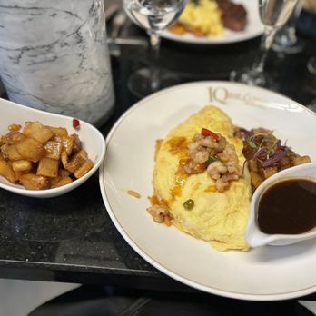 IQ Bar And Grill - Jerk shrimp omelet . Omg no words so so good - Caribbean Near Me - Milford Mill, Maryland